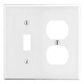 Hubbell Wiring Device-Kellems Wallplate, Mid-Size 2-Gang, 1) Duplex 1) Toggle, White PJ18W